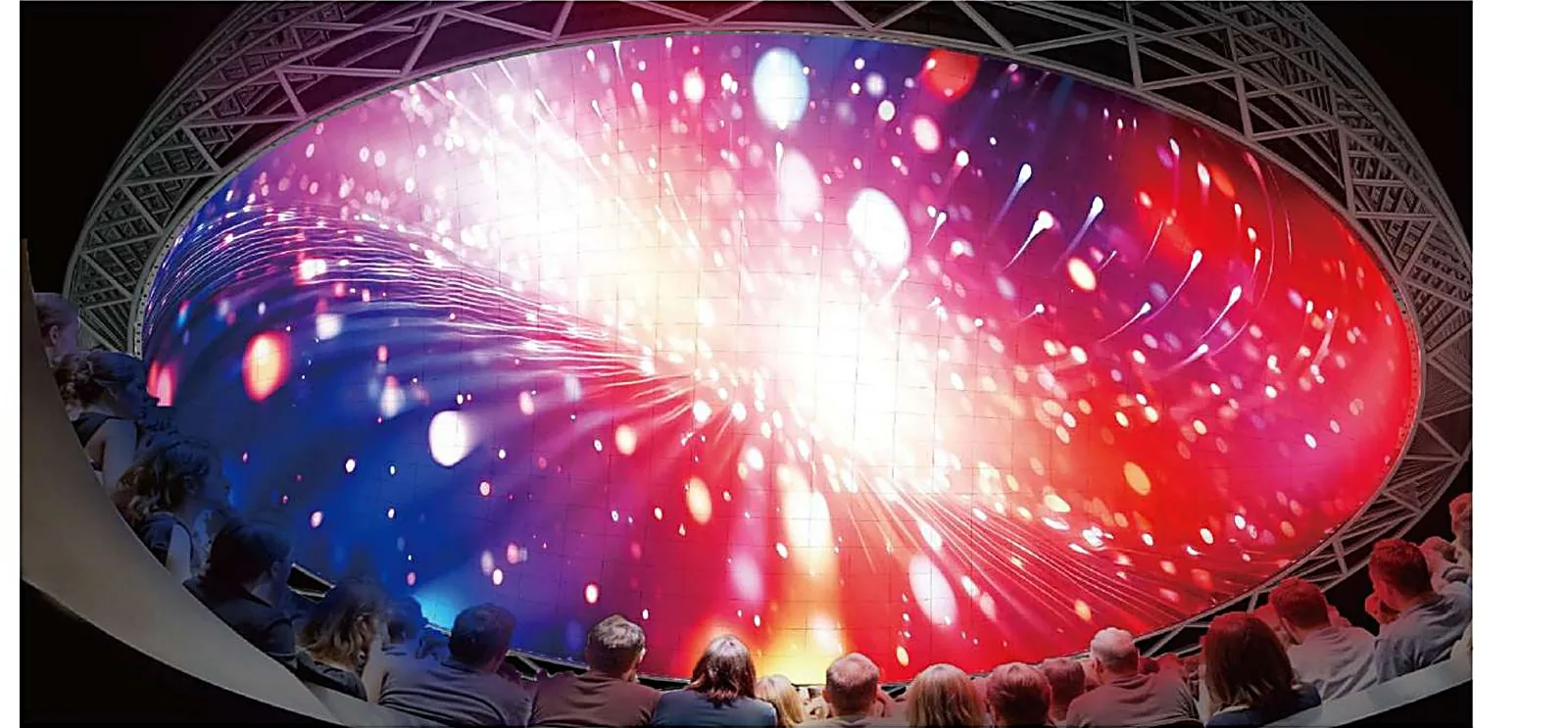 LED dome theater with immersive cosmic visuals