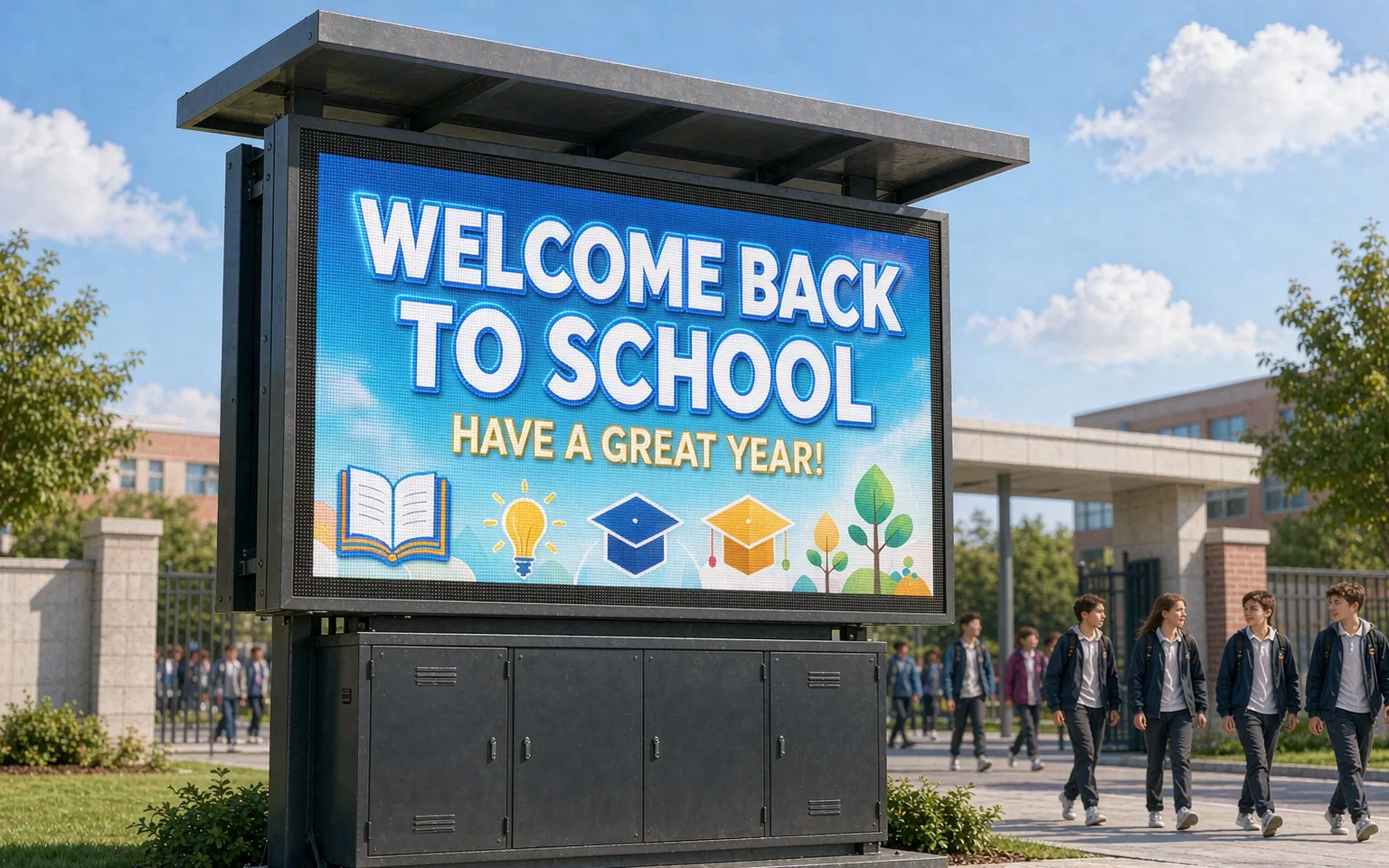 School electronic message sign with LED display