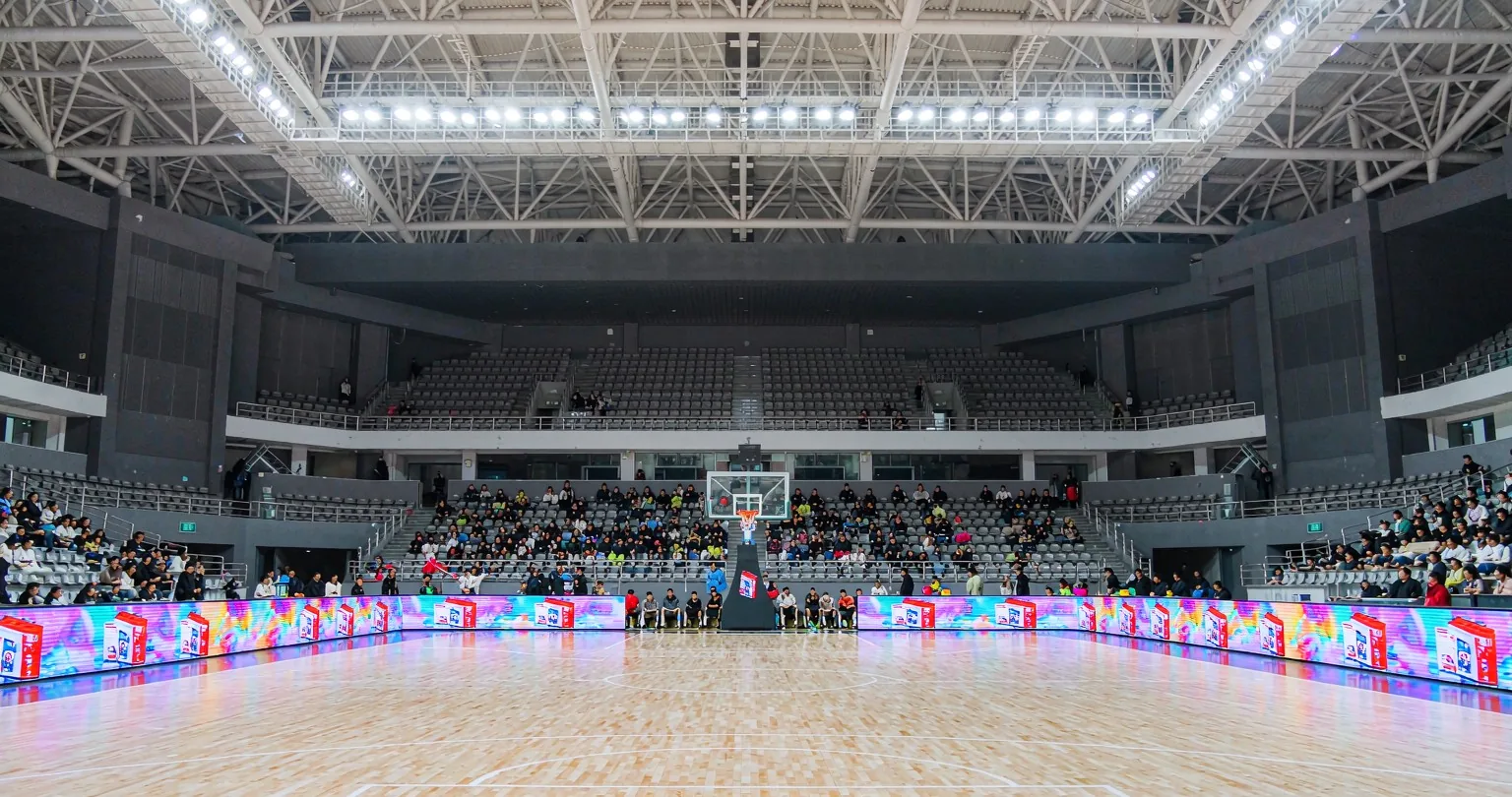 LED perimeter boards at a basketball arena