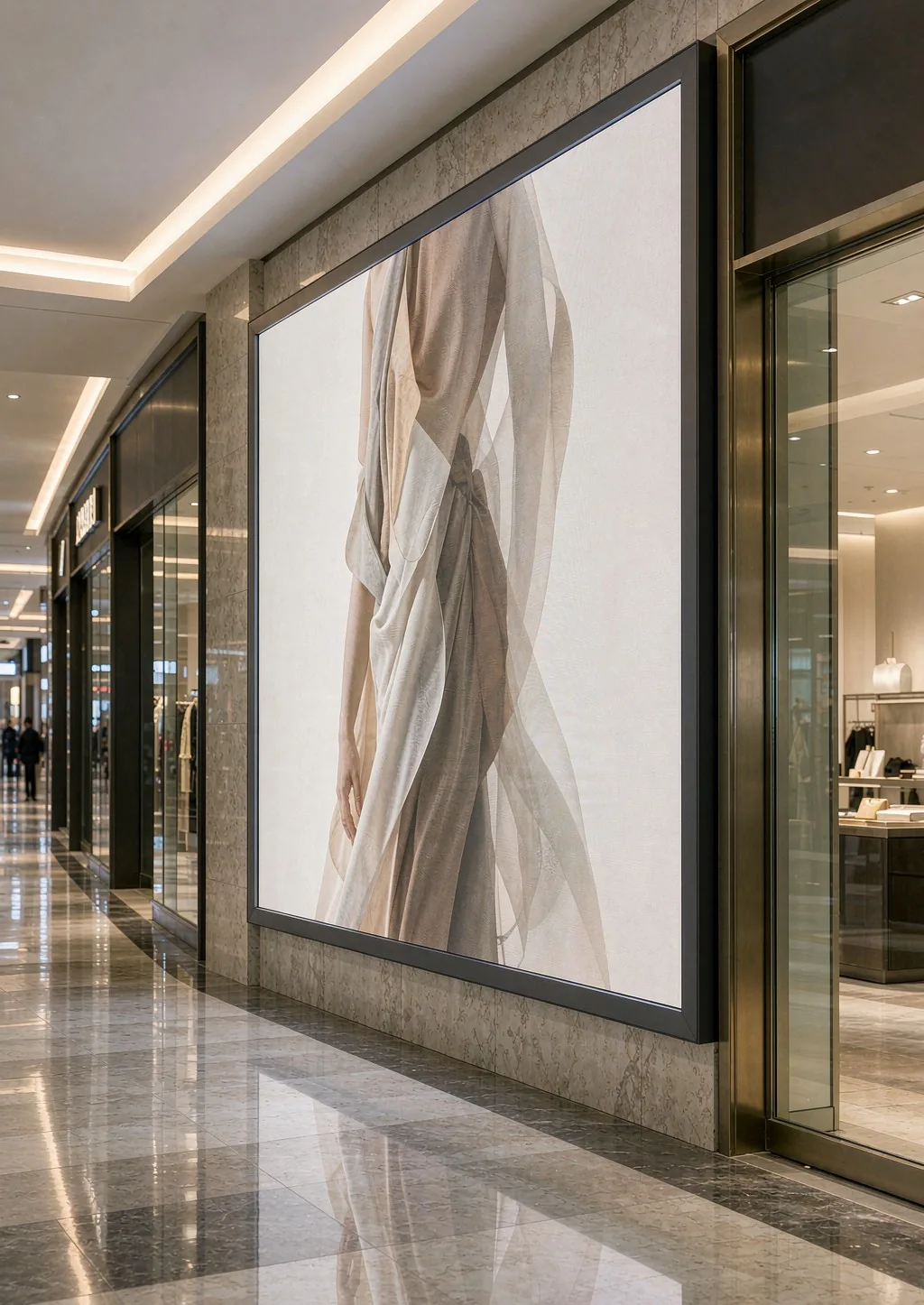 LED screen in a commercial retail space