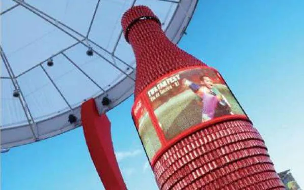 LED bottle-shaped brand installation