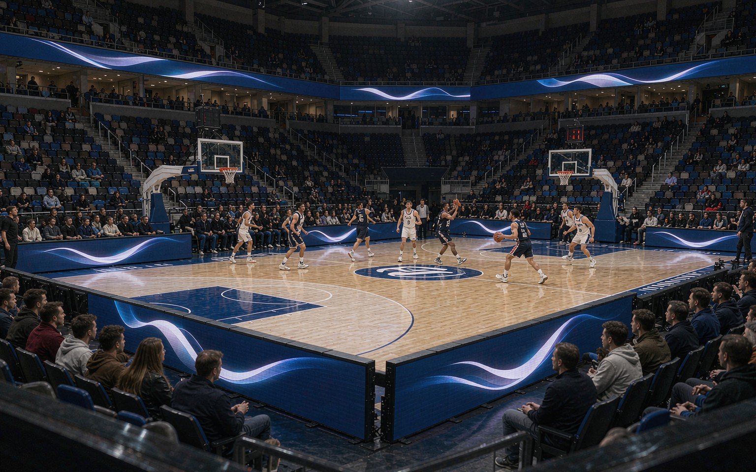LED perimeter system at a basketball arena