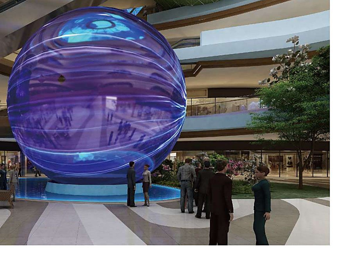 Large LED sphere in a shopping mall