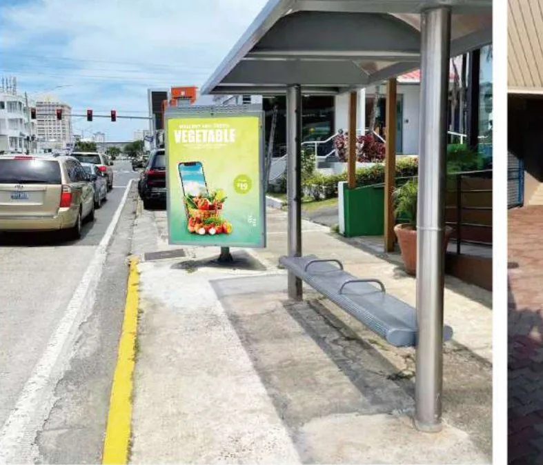 LED street furniture at a transit stop