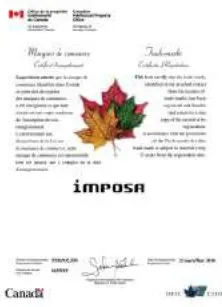Trademark registration certificate Canada