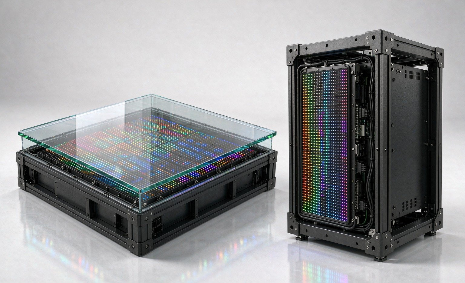 LC Floor LED cabinet front and back design