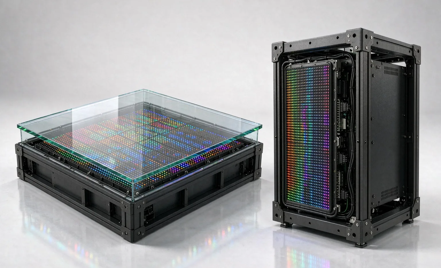 LC Floor LED cabinet front and back design
