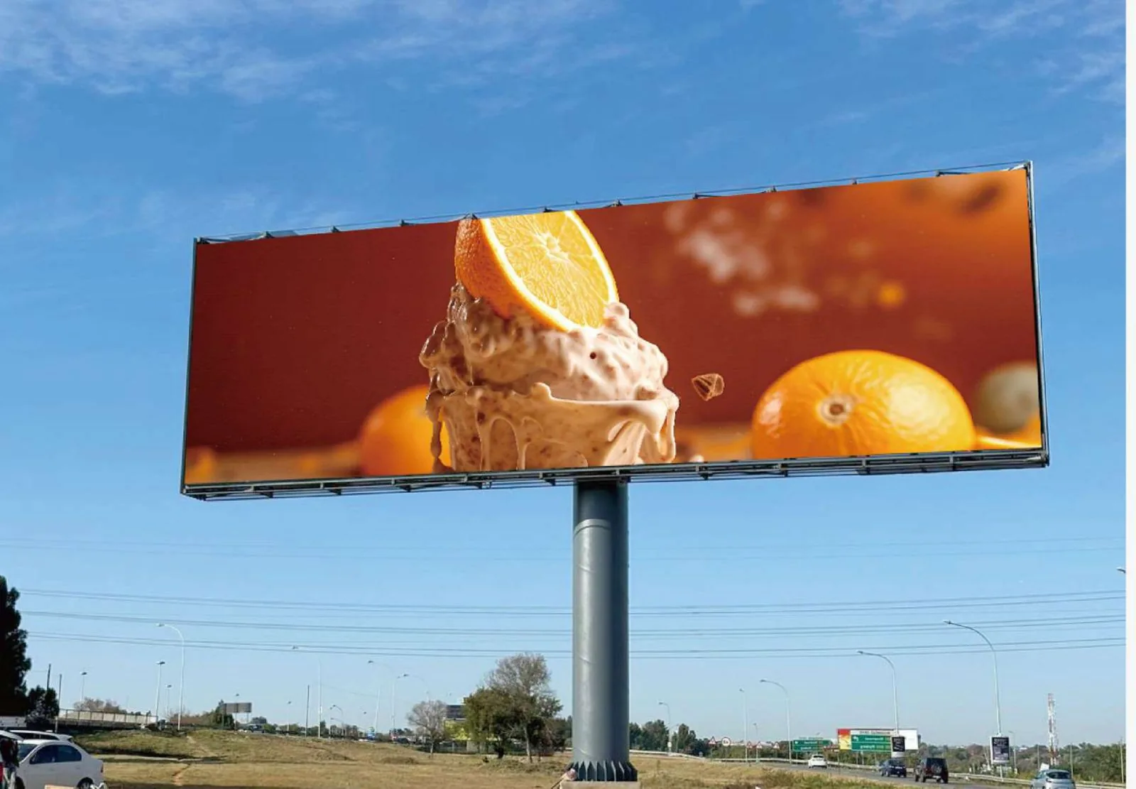 Outdoor LED billboard on a highway